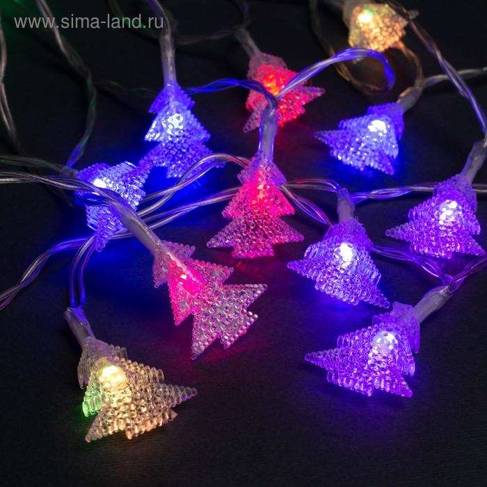 Гирлянда «Нить» 3 м с насадками «Ёлки», IP20, прозрачная нить, 20 LED, батарейки AAх3 (нет в комплекте), свечение мульти Гирлянда «Нить» 3 м с насадками «Ёлки», IP20, прозрачная нить, 20 LED, батарейки AAх3 (нет в комплекте), свечение мульти