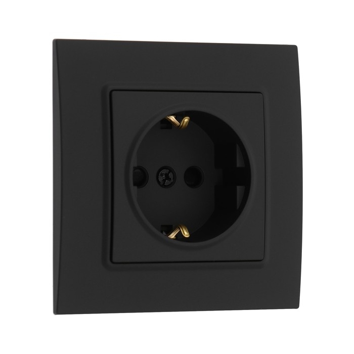 Розетка одноместная TOT Elegant, 16 А, скрытая, с з/к, черная Розетка одноместная TOT Elegant, 16 А, скрытая, с з/к, черная