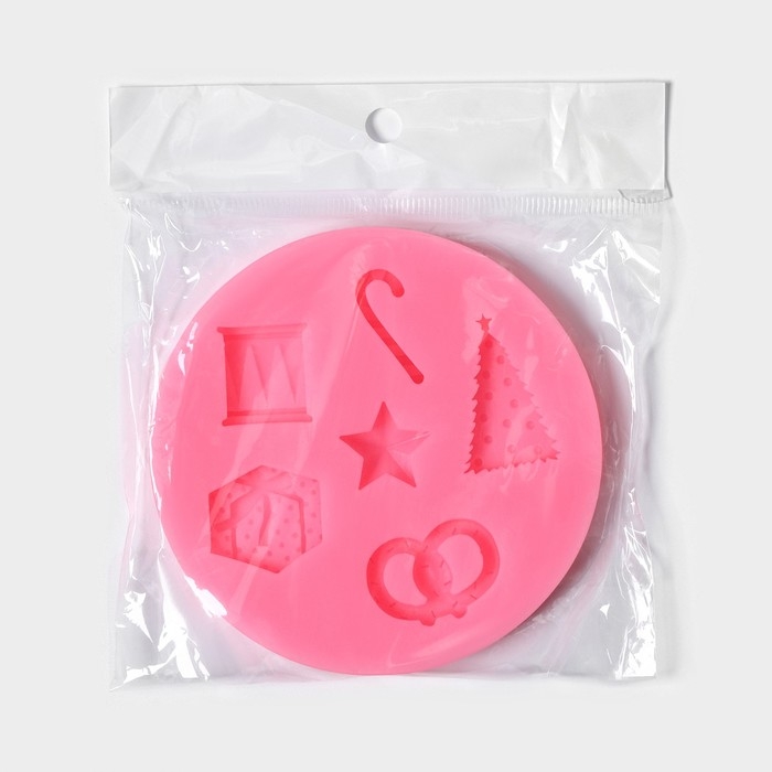 Молд новогодний «Новогодние атрибуты», силикон, 10×10×1 см, цвет МИКС Молд новогодний «Новогодние атрибуты», силикон, 10×10×1 см, цвет МИКС