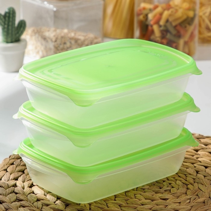 Набор контейнеров «Трио», 3 шт, 700 мл, цвет прозрачный, крышка МИКС