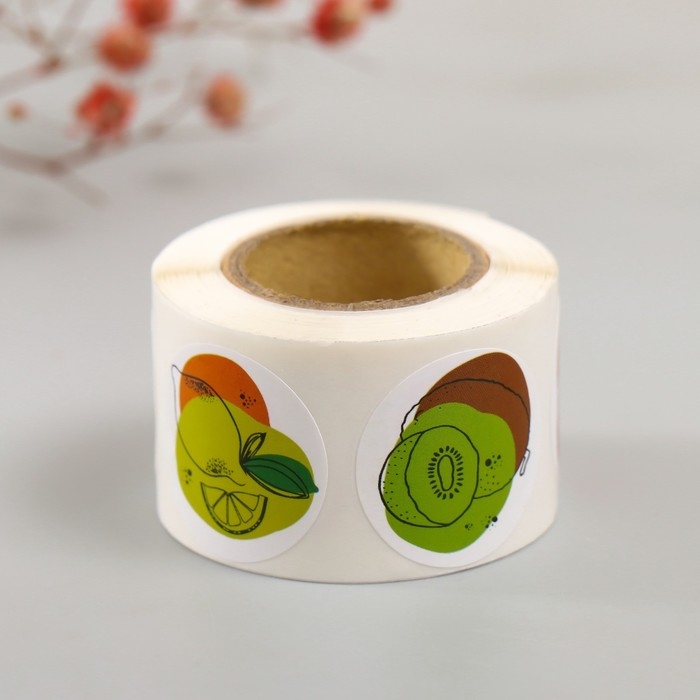 Наклейка бумага Наклейка бумага "Фрукты" d=2,5 см 252 шт в рулоне