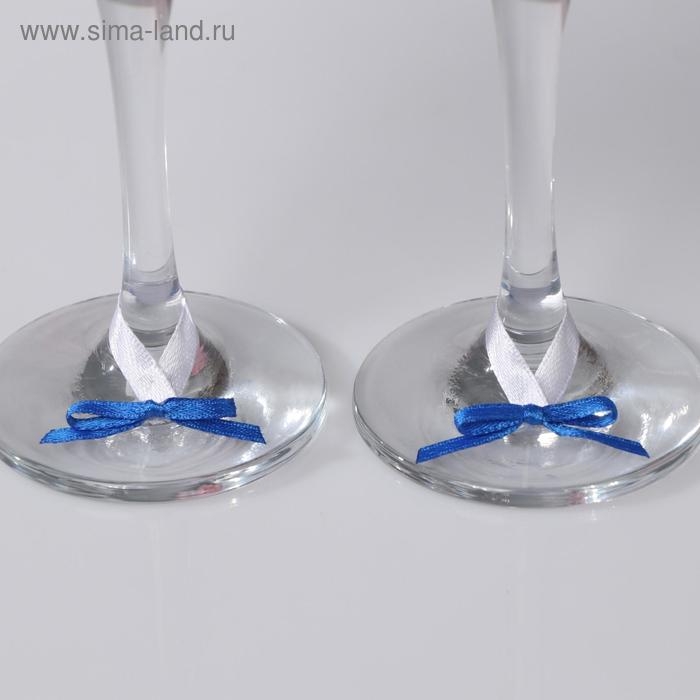 Набор свадебных бокалов Набор свадебных бокалов "Прага", ручной работы, белый-синий, 6х6х20,5 см, 2 шт.