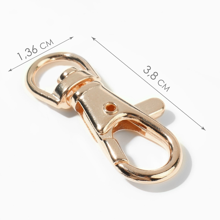 Карабин металлический, 38 × 13,6 мм / 9 × 2,2 мм, 5 шт, цвет золотой Карабин металлический, 38 × 13,6 мм / 9 × 2,2 мм, 5 шт, цвет золотой