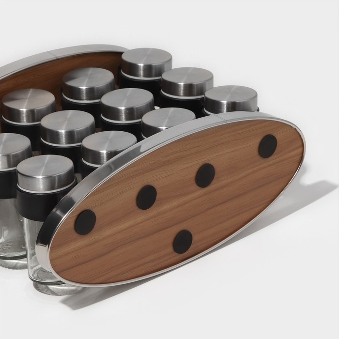 Набор стеклянных баночек для специй на подставке Magistro «Модерн», 12 шт Набор стеклянных баночек для специй на подставке Magistro «Модерн», 12 шт