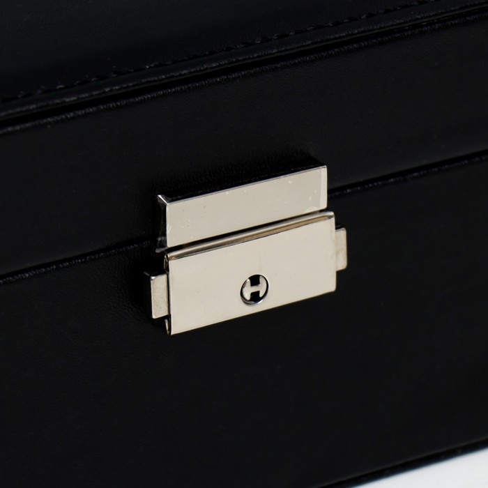 Шкатулка кожзам для украшений  Шкатулка кожзам для украшений "Чёрная матовая" 9х23х17 см