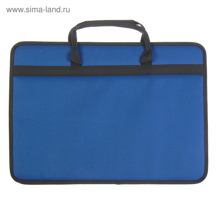 Папка для чертежей и рисунков для художников А3, 470 х 350 х 60 мм, с ручками, каркасная, текстильная, 1С33 "Любань", синяя