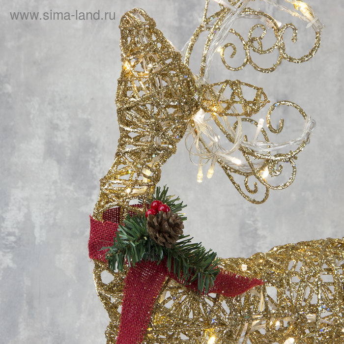 Светодиодная фигура «Олень золотистый» 40 × 60 × 18 см, металл, 220 В, свечение тёплое белое Светодиодная фигура «Олень золотистый» 40 × 60 × 18 см, металл, 220 В, свечение тёплое белое