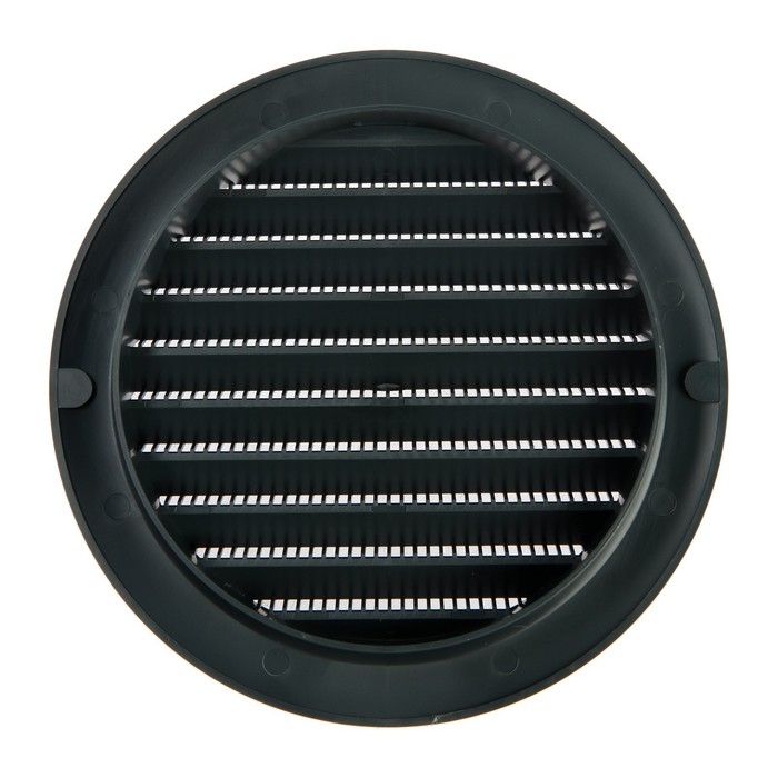Решетка вентиляционная ZEIN, d=125 мм, круглая, с сеткой, с фланцем, неразъемная, графит
