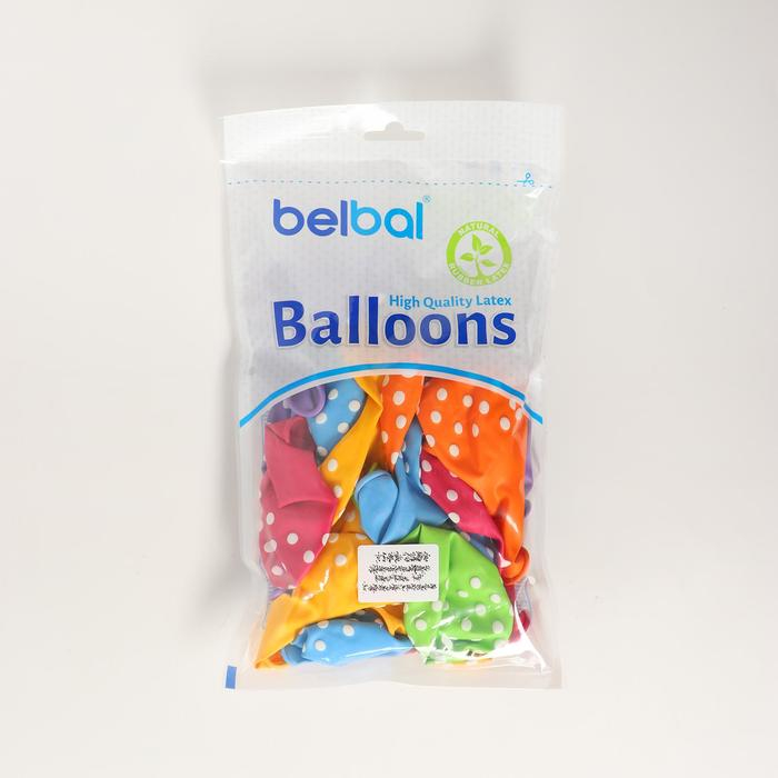 Шар латексный 14" &laquo;Горошек тропики&raquo;, пастель, набор 25 шт.