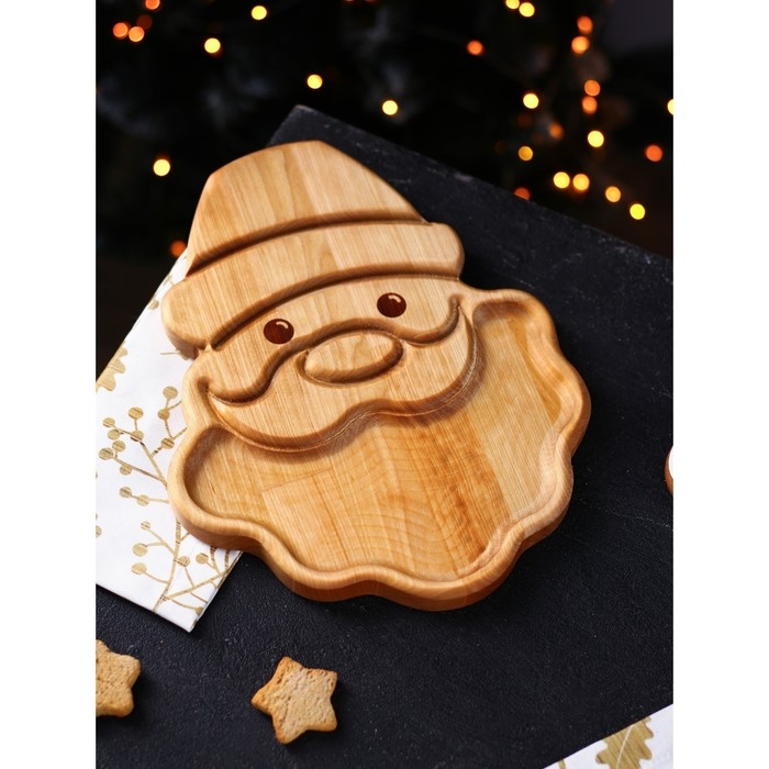 Менажница Adelica «Новогодний Дед Мороз», 28×22×1,8 см, пропитана маслом, берёза Менажница Adelica «Новогодний Дед Мороз», 28×22×1,8 см, пропитана маслом, берёза