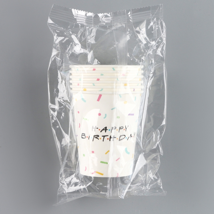 Стакан одноразовый бумажный «Happy birthday», набор 6 шт., 250 мл Стакан одноразовый бумажный «Happy birthday», набор 6 шт., 250 мл