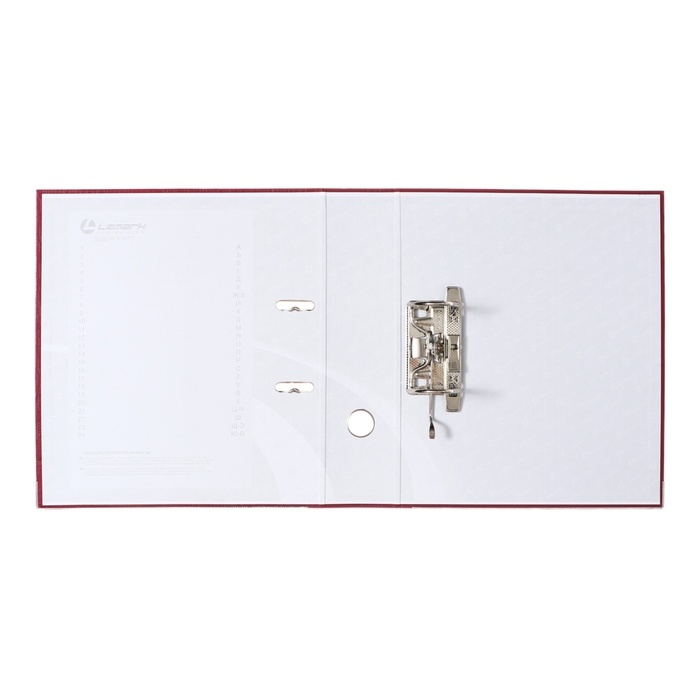 Папка-регистратор А4, 75 мм, Calligrata, ПВХ, тиснение "лен", металлическая окантовка, карман на корешок, собранная, бордовая, микс