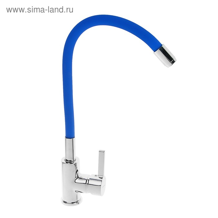 Смеситель для кухни Accoona A9890M, однорычажный, силиконовый излив, синий/хром Смеситель для кухни Accoona A9890M, однорычажный, силиконовый излив, синий/хром