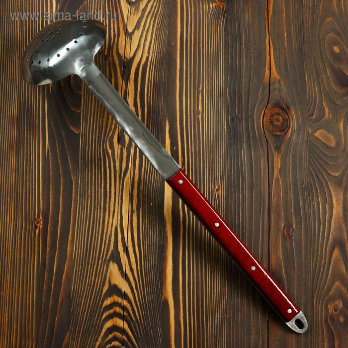 Шумовка для казана узбекская 60см, глубокая, с деревянной ручкой Шумовка для казана узбекская 60см, глубокая, с деревянной ручкой