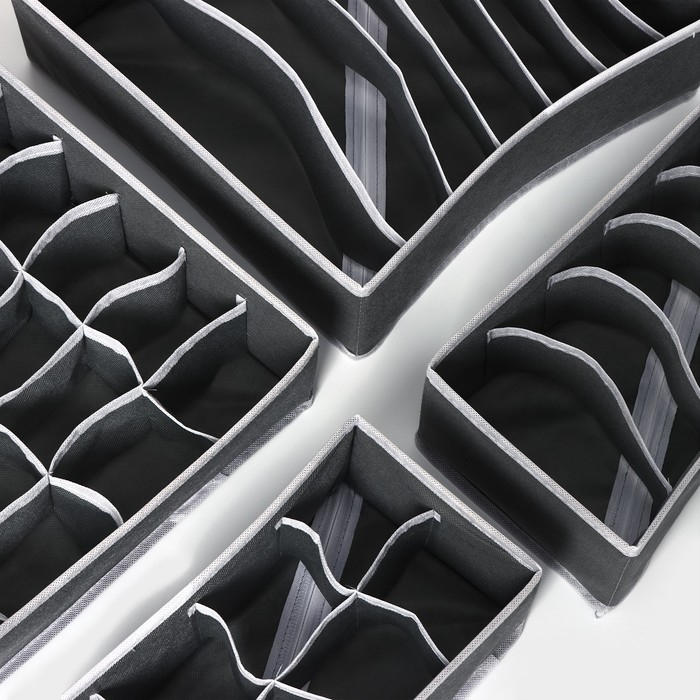 Набор коробов для хранения Доляна «Гранж», 4 шт, 33×32×10 см, 31×15,5×10 см, 29×14×10 см Набор коробов для хранения Доляна «Гранж», 4 шт, 33×32×10 см, 31×15,5×10 см, 29×14×10 см