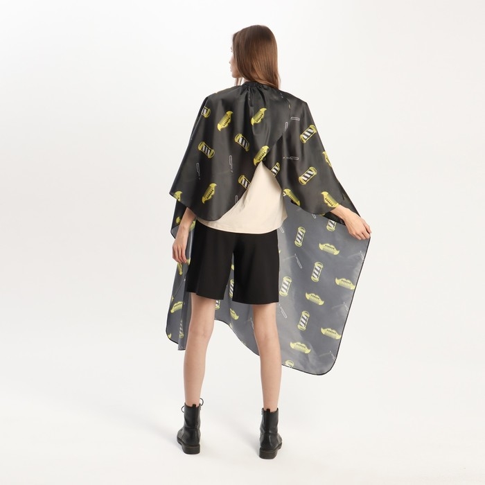 Пеньюар парикмахерский, с крючком, цвет чёрный/жёлтый Пеньюар парикмахерский, с крючком, цвет чёрный/жёлтый