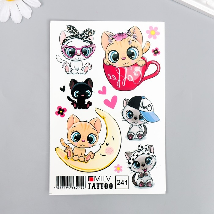 Татуировка на тело Татуировка на тело "Мультяшные котятки" 10х15 см
