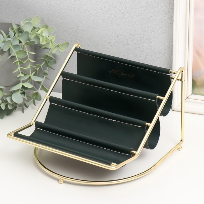 Подставка для мелочей металл, кожзам 4 яруса Подставка для мелочей металл, кожзам 4 яруса "Сканди" чёрная 20,5х20х14,5 см