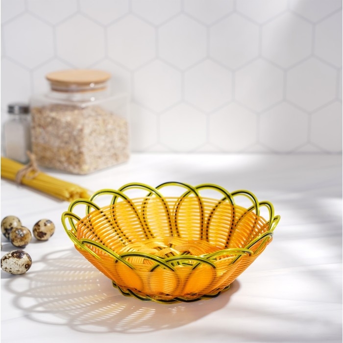 Корзинка для подачи Доляна «Ромашка», 22×8 см, цвет золотистый Корзинка для подачи Доляна «Ромашка», 22×8 см, цвет золотистый