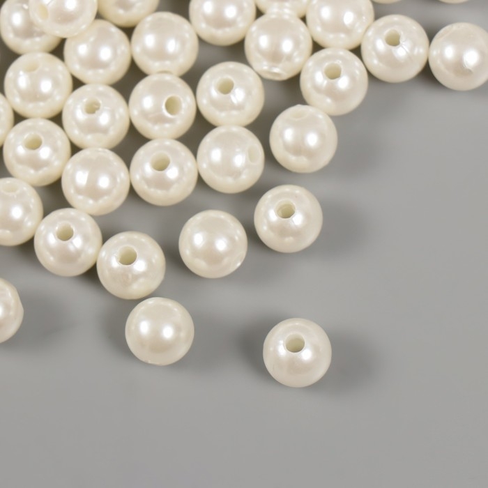 Набор бусин Набор бусин "Жемчуг" d 10 мм, 250 гр, молочный