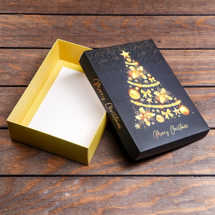 Новый год. Коробка подарочная новогодняя складная, Новый год. Коробка подарочная новогодняя складная, "Ёлка желаний", 21 х 15 х 5,7 см