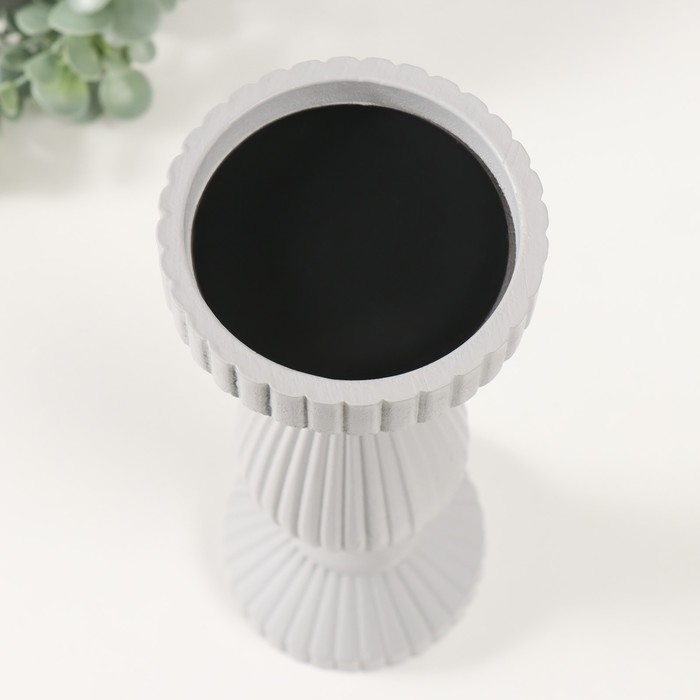 Подсвечник дерево на 1 свечу Подсвечник дерево на 1 свечу "Гофре" светло-серый 9,7х9,7х27 см