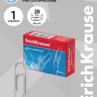 Скрепки канцелярские ErichKrause, 33 мм, 100 шт., оцинкованные, картонная упаковка