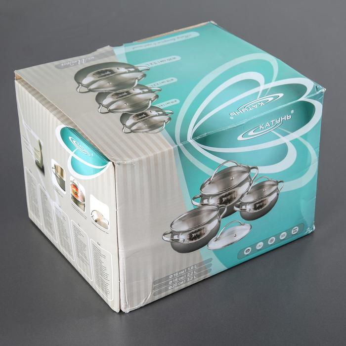 Набор кастрюль «Медея», 3 предмета: 1,6 л, 2,2 л, 3,2 л, капсульное дно, крышки, индукция Набор кастрюль «Медея», 3 предмета: 1,6 л, 2,2 л, 3,2 л, капсульное дно, крышки, индукция