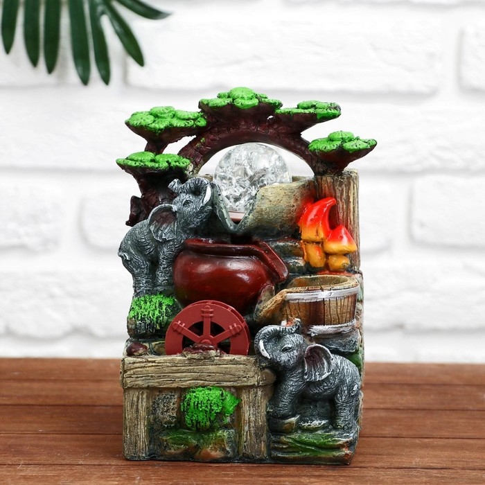 Фонтан Фонтан "Два слона у ручья" 11х13х20 см (с подсветкой)