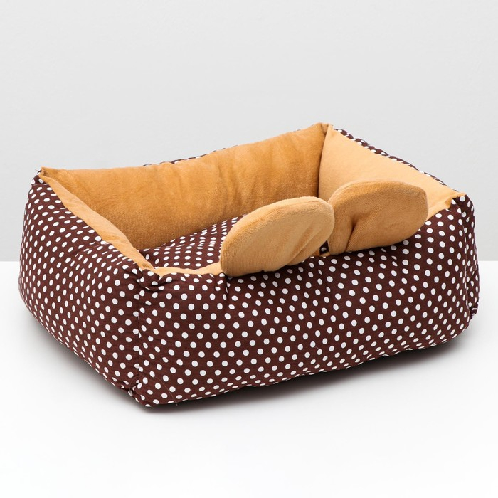 Лежанка  Лежанка "Милаш", 52 х 42 х 15, бязь, плюш, бежево-коричневая