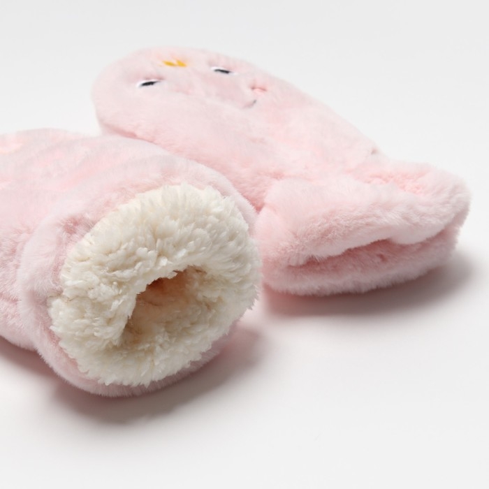 Варежки подростковые на иск.меху MINAKU Корона 19 см розовый