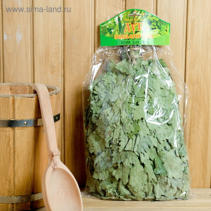 Набор веников для бани, 2 шт (дубовый и эвкалипт) в индивидуальной упаковке Набор веников для бани, 2 шт (дубовый и эвкалипт) в индивидуальной упаковке