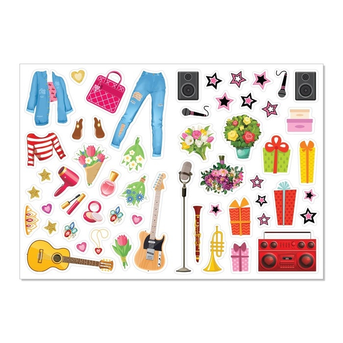 Наклейки «Наряди куколку. Суперзвезда», 12 стр. Наклейки «Наряди куколку. Суперзвезда», 12 стр.