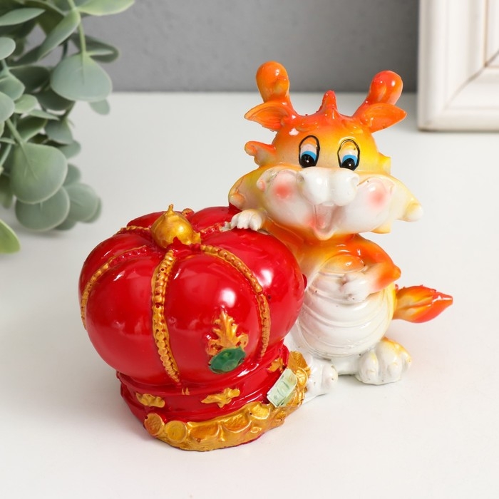 Копилка полистоун Копилка полистоун "Огненный дракоша с коронной" МИКС 11,5х7х9 см