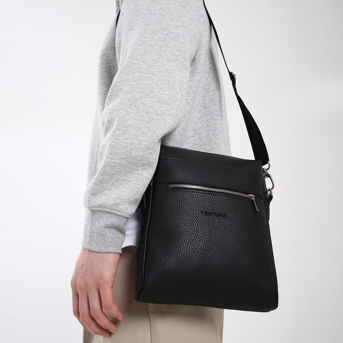 Сумка мужская через плечо TEXTURA, искусственная кожа, цвет чёрный Сумка мужская через плечо TEXTURA, искусственная кожа, цвет чёрный