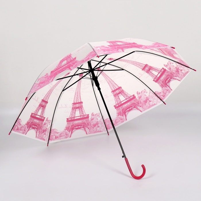 Зонт - трость полуавтоматический &laquo;Париж&raquo;, 8 спиц, R = 46 см, рисунок МИКС