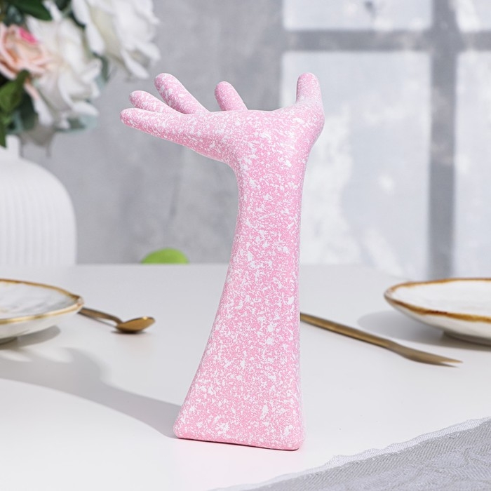 Подставка для колец Подставка для колец "Рука", розовый, 17х7,8х10,4 см