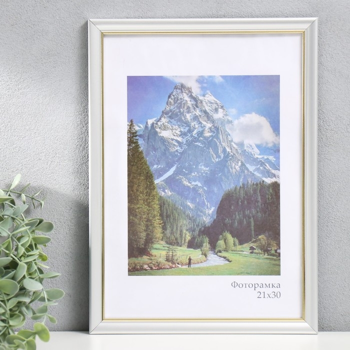 Фоторамка пластик Фоторамка пластик "Офис 8" 21х30 см, серебро