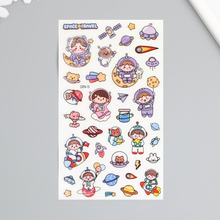 Наклейка пластик Наклейка пластик "Малыши в космосе" МИКС 10х21,5 см