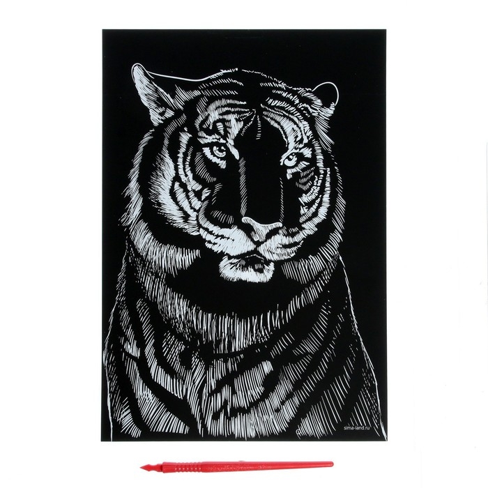 Гравюра «Тигр» с металлическим эффектом «золото» А4 Гравюра «Тигр» с металлическим эффектом «золото» А4