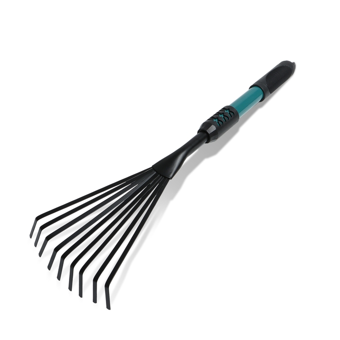 Грабли малые, веерные, пластинчатые, 9 зубцов, длина 52 см, металл, металлическая рукоять с резиновой ручкой, Greengo Грабли малые, веерные, пластинчатые, 9 зубцов, длина 52 см, металл, металлическая рукоять с резиновой ручкой, Greengo