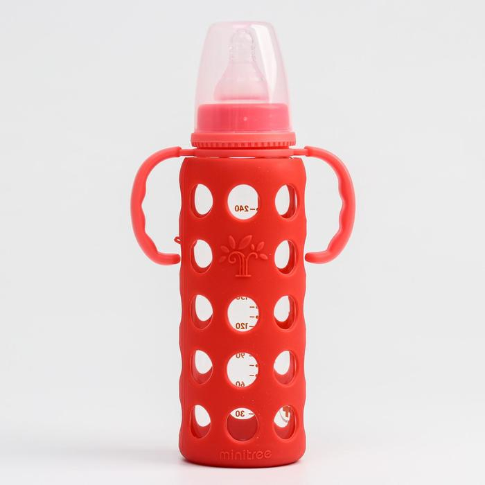 Бутылочка в силиконовом чехле, стекло, классическое горло, +6мес., 240мл., цвет МИКС для девочки Бутылочка в силиконовом чехле, стекло, классическое горло, +6мес., 240мл., цвет МИКС для девочки