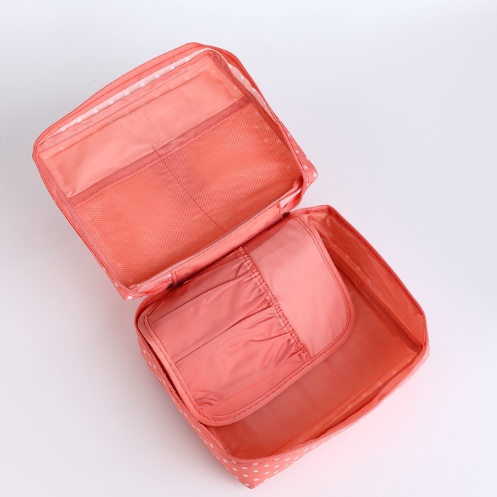 Косметичка дорожная, 2 отдела на молнии, цвет розовый Косметичка дорожная, 2 отдела на молнии, цвет розовый