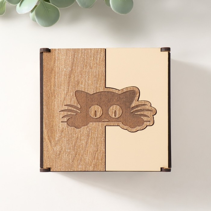 Шкатулка комбинированная  Шкатулка комбинированная "Котёнок" 10,5х10х7 см