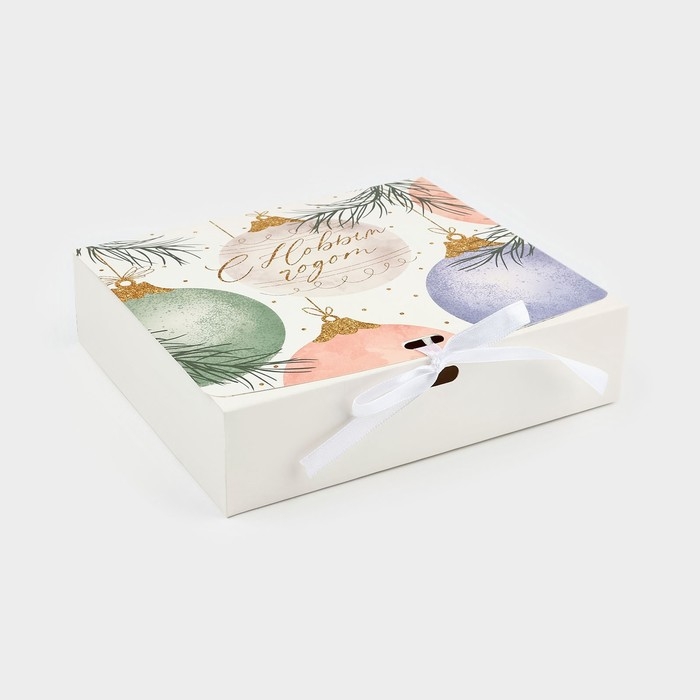 Коробка подарочная новогодняя складная двухсторонняя «Новогодние шары», 20 х 18 х 5 см, Новый год Коробка подарочная новогодняя складная двухсторонняя «Новогодние шары», 20 х 18 х 5 см, Новый год