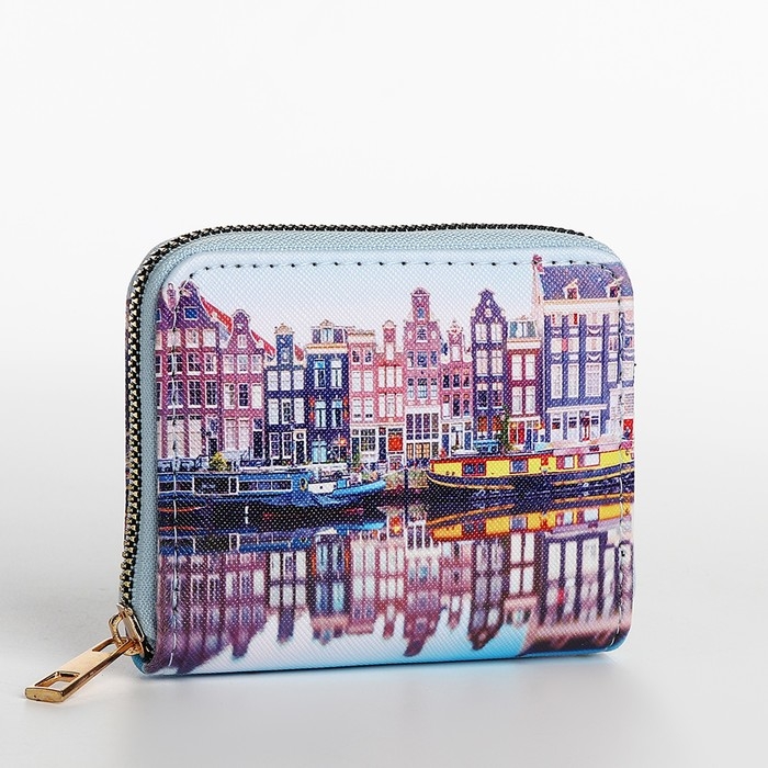 Кошелёк на молнии, цвет голубой/разноцветный Кошелёк на молнии, цвет голубой/разноцветный