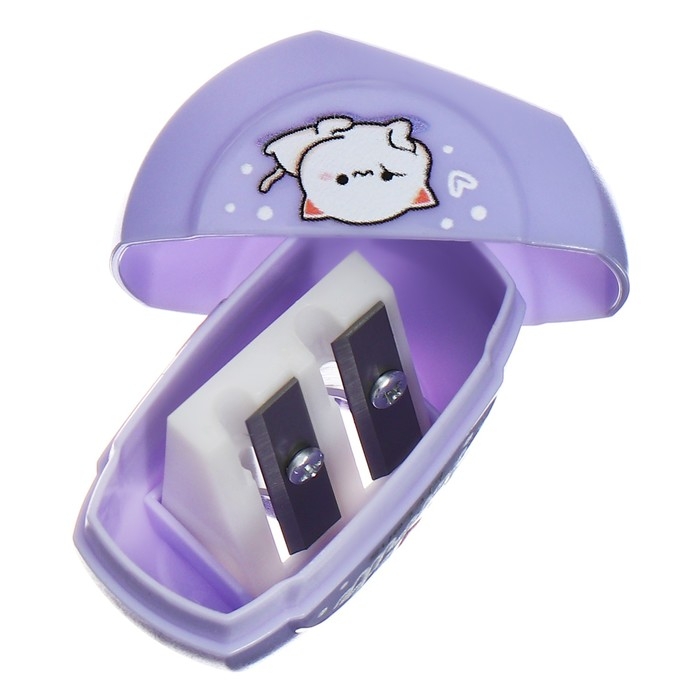 Точилка пластиковая MESHU Точилка пластиковая MESHU "Cute kittens", 2 отверстия, МИКС