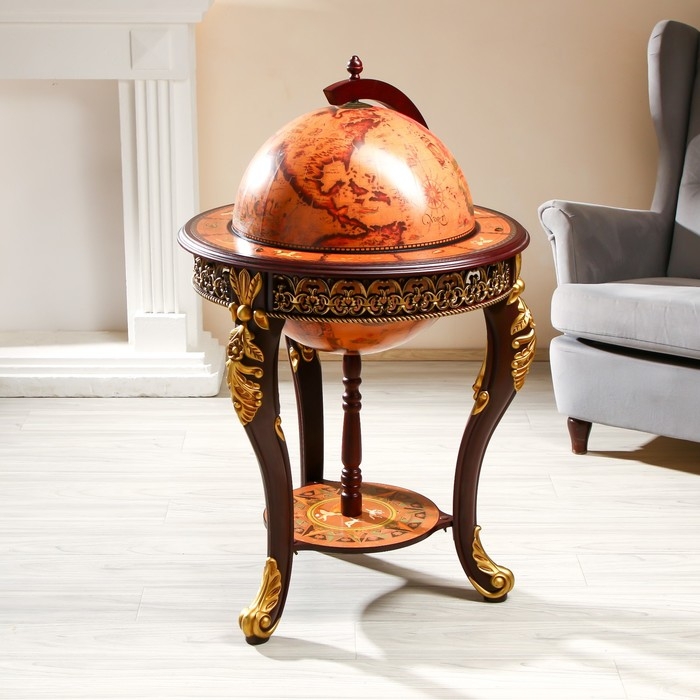Глобус бар декоративный Глобус бар декоративный "Винтажная карта" узорные ножки 60,4х60,4х104 см