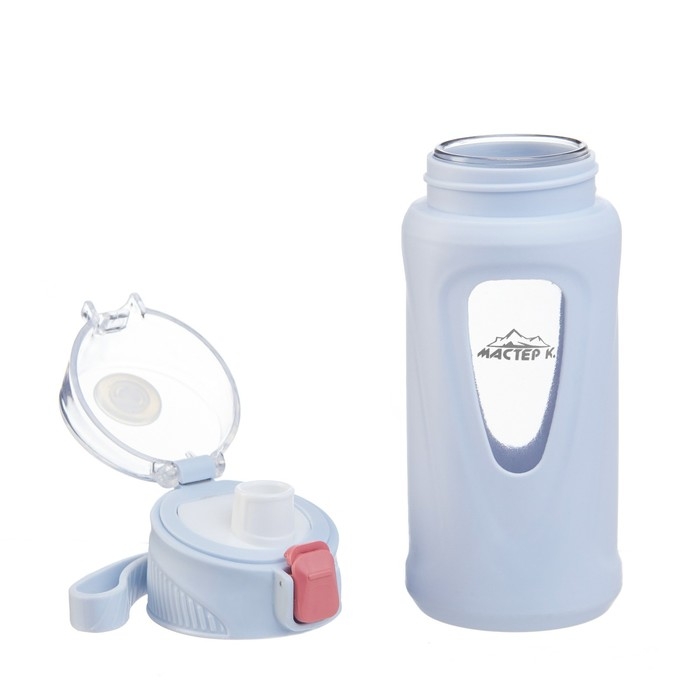 Бутылка для воды, 400 мл, 19.5 х 7 х 5.2 см, стеклянная, голубая Бутылка для воды, 400 мл, 19.5 х 7 х 5.2 см, стеклянная, голубая