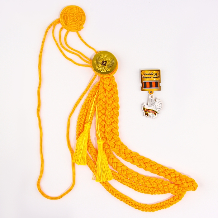 Карнавальный набор «На парад победы»: аксельбант, значок, цвет золотой Карнавальный набор «На парад победы»: аксельбант, значок, цвет золотой
